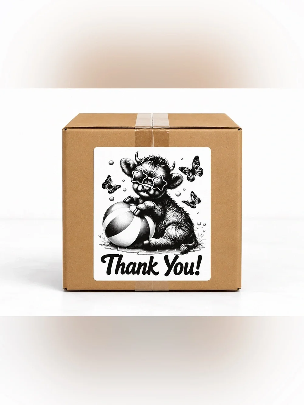 Highland Cow Thank You Stickers-100ct